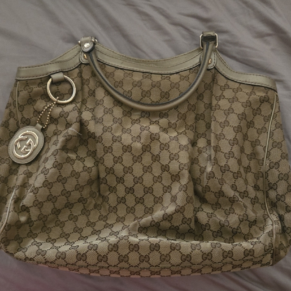 Gucci Beige Monogram Tote with Charm